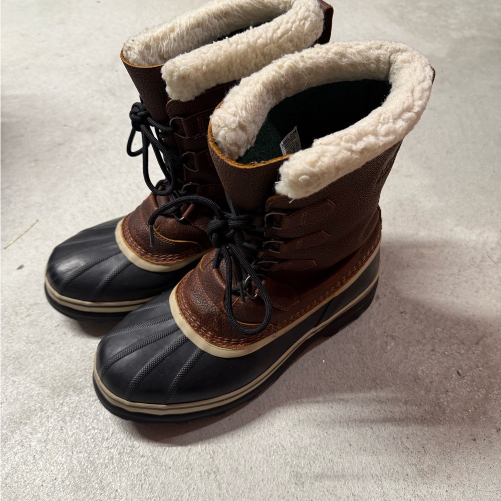 Sorel Brown and Black Rain & Snow Boots with Plush Lining